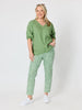 Anna V-neck Linen Top - Fern