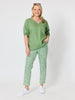 Oasis Print Slim Leg Pant - Fern White