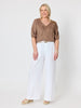 Anna V-neck Linen Top - Mocha