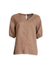 Anna V-neck Linen Top - Mocha