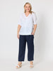 Lara Wide Leg Linen Pant - Navy