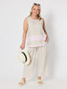 Chloe Contrast Linen Top - Natural Pale Pink