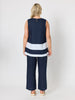 Chloe Contrast Linen Top - Navy/White