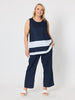 Chloe Contrast Linen Top - Navy/White