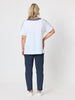 Chevron Cotton T-shirt - White/Navy rc&co