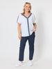 Chevron Cotton T-shirt - White/Navy rc&co