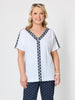 Chevron Cotton T-shirt - White/Navy rc&co