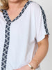 Chevron Cotton T-shirt - White/Navy rc&co