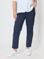 Tropez Slim Leg Print Pant - Navy/White