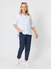 Tropez Slim Leg Print Pant - Navy/White rc &co