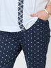 Tropez Slim Leg Print Pant - Navy/White rc &co