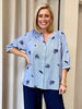 Botanica Embroidered Floral Shirt - Navy/White