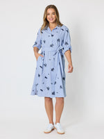 Botanica Floral Embroidered Shirt Dress - Navy/White