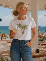 Oasis Palm Sequin T-shirt - White
