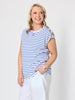 Dockside Stripe Stud Tee - Azure White