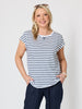 Dockside Stripe Stud Tee - Navy/White