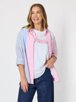 Miramar Stripe Print Shirt  - Lipstick Multi