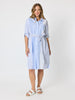 Miramar Stripe Print Shirt Dress - Blue/White