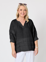 Kate Linen Top - Black