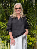 Kate Linen Top - Black
