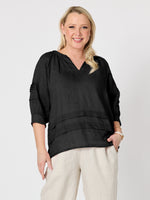 Kate Linen Top - Black