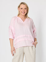 Kate Linen Top - Pale Pink