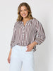 Montecito Stripe Print Top - Coffee White
