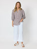 Montecito Stripe Print Top - Coffee White