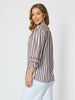 Montecito Stripe Print Top - Coffee White