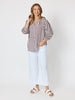 Montecito Stripe Print Top - Coffee White