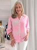 Montecito Stripe Print Top - Lipstick White