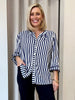 Montecito Stripe Print Top - Navy/White