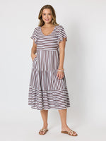 Kalahari Stripe Print Dress - Coffee White
