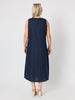 Ava Linen V-neck Dress - Navy