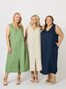 Ava Linen V-neck Dress - Fern