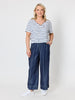 Marina Embroidered Stripe Print Tee - Navy/White