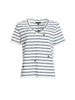 Marina Embroidered Stripe Print Tee - Navy/White