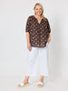 Riviera Cotton Spot Top - Coffee White