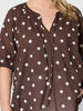 Riviera Cotton Spot Top - Coffee White