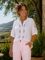 Desert Rose Embroidered Top - White