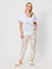 Tuscan Bloom Print Pant - Latte White
