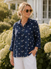 Riviera Cotton Spot Shirt - Navy/White