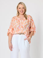 Tuscan Sunset Print Top - Mandarin Multi