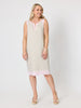 Chloe Contrast Linen Dress - Natural Pale Pink