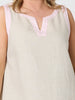 Chloe Contrast Linen Dress - Natural Pale Pink