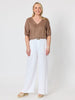 Luella Wide Leg Linen Pant - White rc&co