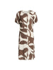 Bay Leaf Print Midi Dress - Mocha Multi