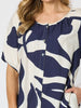 Bay Leaf Print Midi Dress - Navy Multi