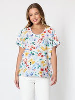 Picnic Print Top - Azure Multi