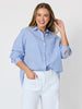 Seaview Stripe Print Cotton Shirt - Blue/White rc&co